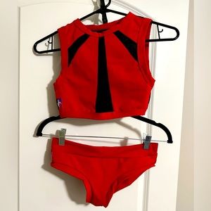 BadKitty PoleFit Set Red Starburst Top and Brazil Bottoms SM